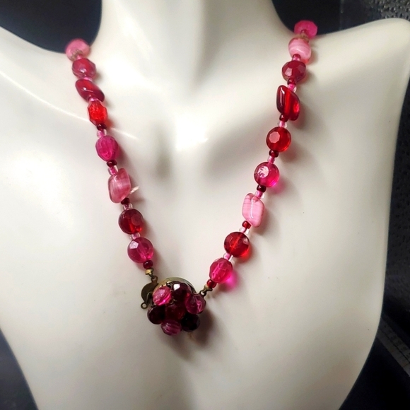 N1210 west germany romantic glass beaded necklace antique collectible